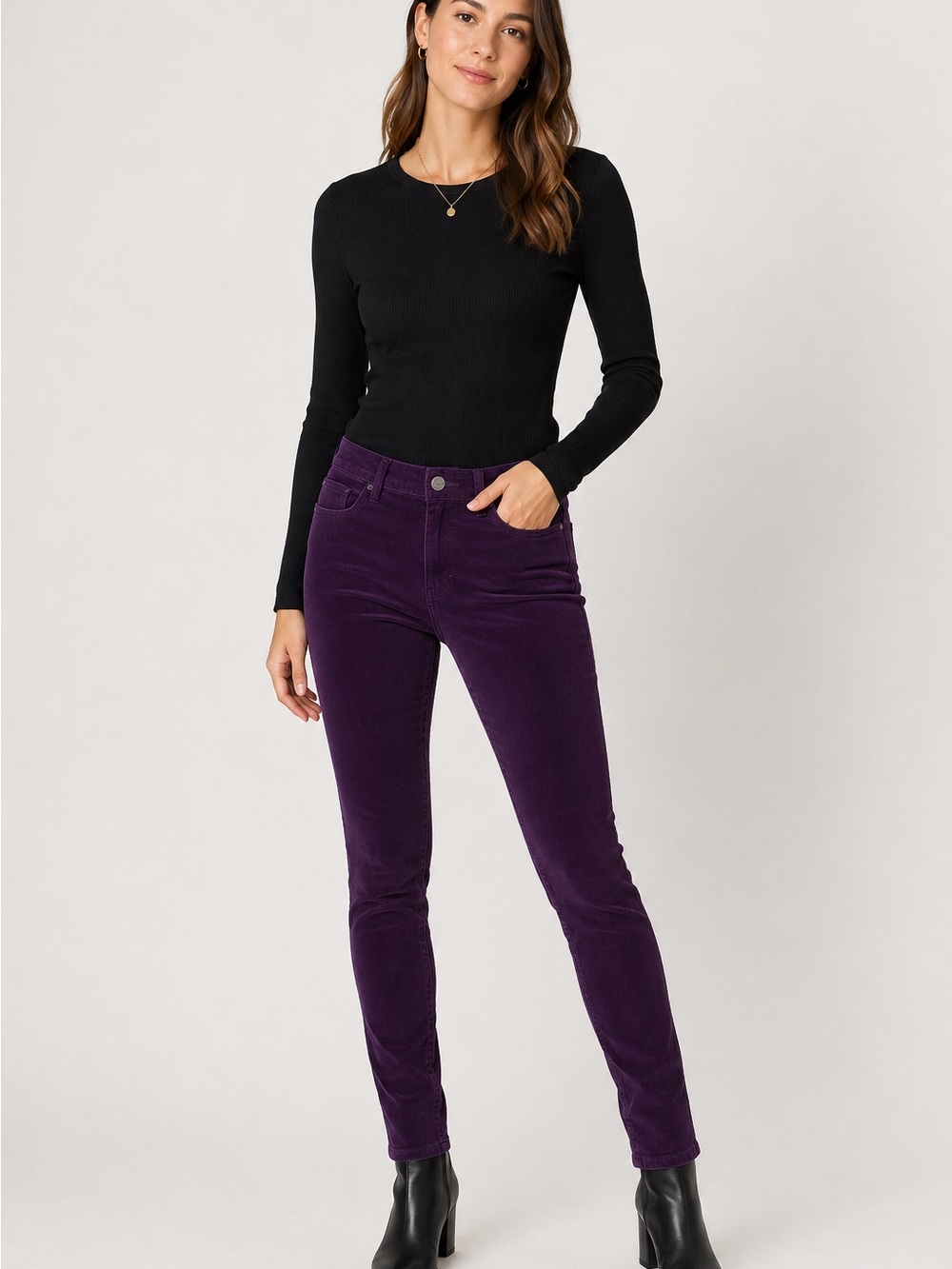 Ann Taylor Purple Corduroy Skinny Pants